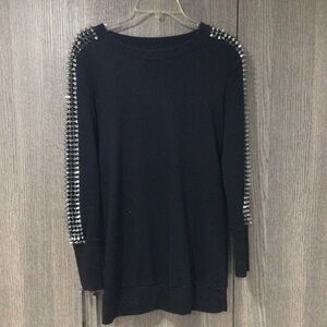 Gracia Black Sweatshirt with Silver Studded Sleeves